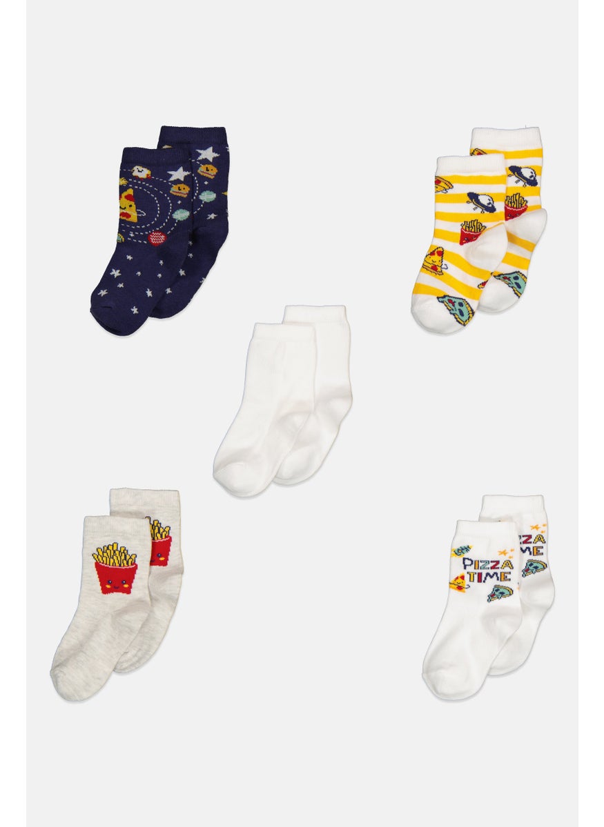 RBX Kids Girl 5 Pair Graphic Socks, Navy  - Image 1
