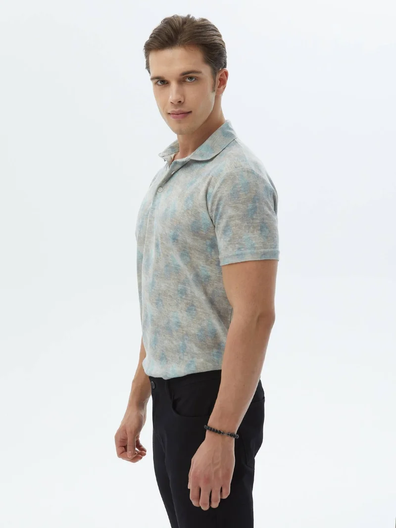 كيب Camel Hair Printed Polo Collar Cotton Blend T-Shirt