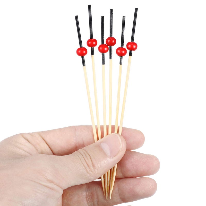 Blulu 200 Pack Cocktail Picks Fancy Toothpicks for Appetizers 4.7 Inch Pearl Cocktail Skewers for Drink Bamboo Flavored Stick Charcuterie Fruit Food Accessories Birthday Wedding Party Decor - Image 4