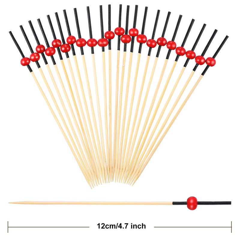 Blulu 200 Pack Cocktail Picks Fancy Toothpicks for Appetizers 4.7 Inch Pearl Cocktail Skewers for Drink Bamboo Flavored Stick Charcuterie Fruit Food Accessories Birthday Wedding Party Decor - Image 3