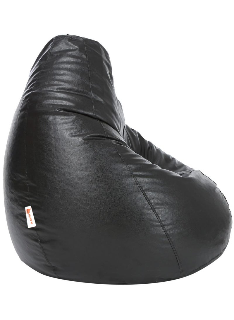 Fluffy Premium Leather Fabric Classic Black Bean Bag XXXL - Image 2