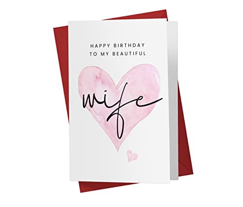 Karto Sweet Birthday Card for Wife Her - Large 5.5x8.5 inch Wife Birthday Cards - Beautiful - Image 1