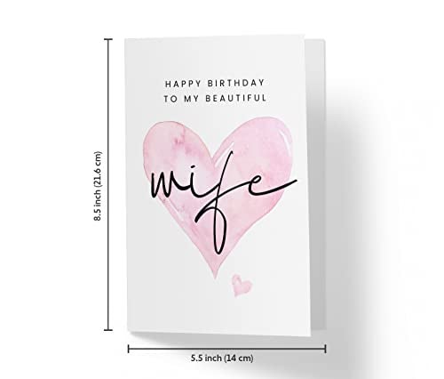 Karto Sweet Birthday Card for Wife Her - Large 5.5x8.5 inch Wife Birthday Cards - Beautiful - Image 4