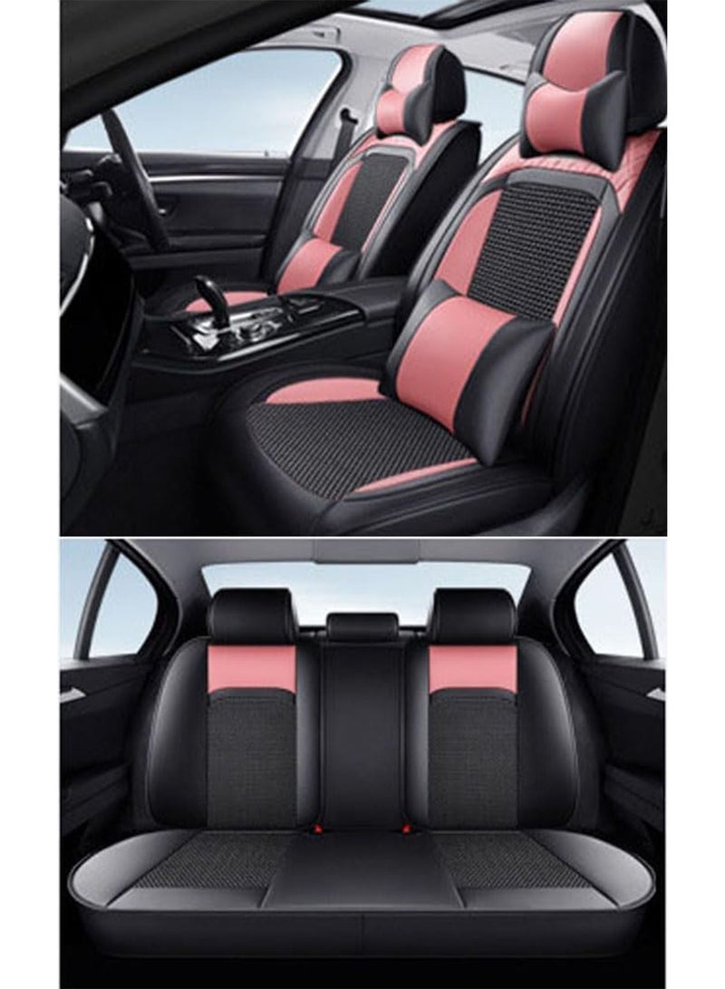 GT-Wheel Summer Luxury PU Leather Car Seat Cover Full Set Breathable Universal Fit for 5 Seat Vehicles with Pillows - Image 2