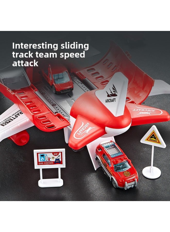 Children's Aircraft Toy Suit Boy Toy Can Store Passenger Plane Model Road Sign Track Inertia Car-Color:8825 Storage Plane + Map + Road Sign Window Color Box  - Image 3