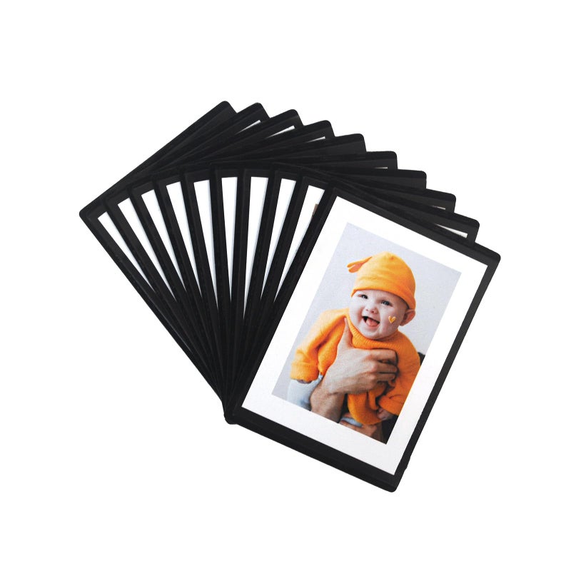 SULEPE Magnetic Polaroid Picture Frame Instax Mini Frame Photo Magnets for Refrigerator 25 x 35 Photo Sleeve Pocket for Fridge Wallet Size Picture Frame Locker Decoration Black10 Pcs
