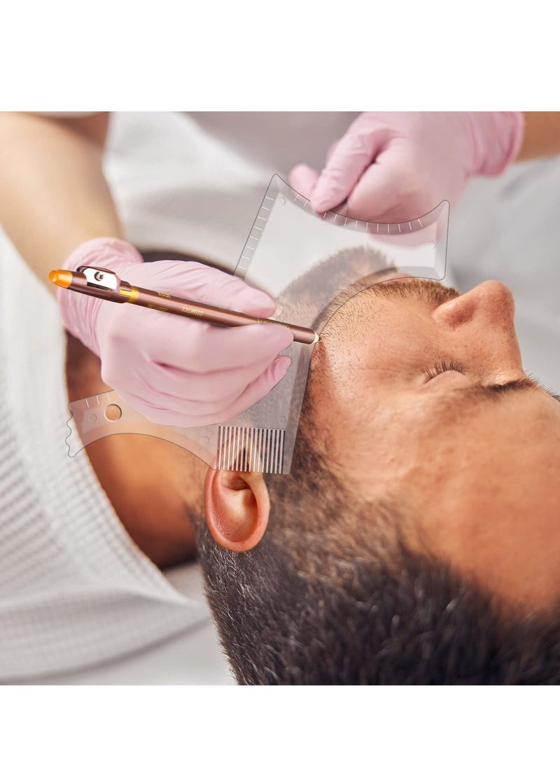 NIBEMINENT Beard Shaping and Styling Tool, 1 Pcs Multi-liner Shaper Clear Template Comb 4 Pieces Barber Pencil Edge Hairline Trace Pencils, Style Guide Your & - Image 5