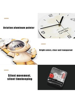 KASTWAVE Astronaut Cartoon Clock, High-End Wall-Mounted, Modern And Simple, Home-use, Punch-free Clock, Wall Clock, Living Room Decoration Clock Silent Quartz Battery Powered, no Ticking, Suitable For Bedroom, Kitchen And Office（gold）  - Image 4