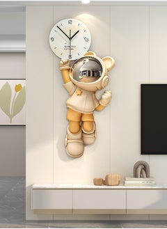 KASTWAVE Astronaut Cartoon Clock, High-End Wall-Mounted, Modern And Simple, Home-use, Punch-free Clock, Wall Clock, Living Room Decoration Clock Silent Quartz Battery Powered, no Ticking, Suitable For Bedroom, Kitchen And Office（gold）  - Image 5