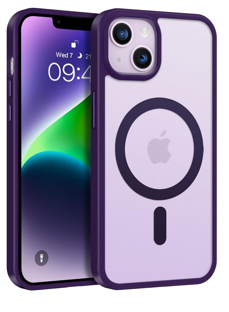 ten.tech Transparent magnetic protection case compatible with MagSafe for iPhone 14 English mobile phone, anti-shocks and scratches (Purple) Silicone back cover by Ten Tech - Image 1