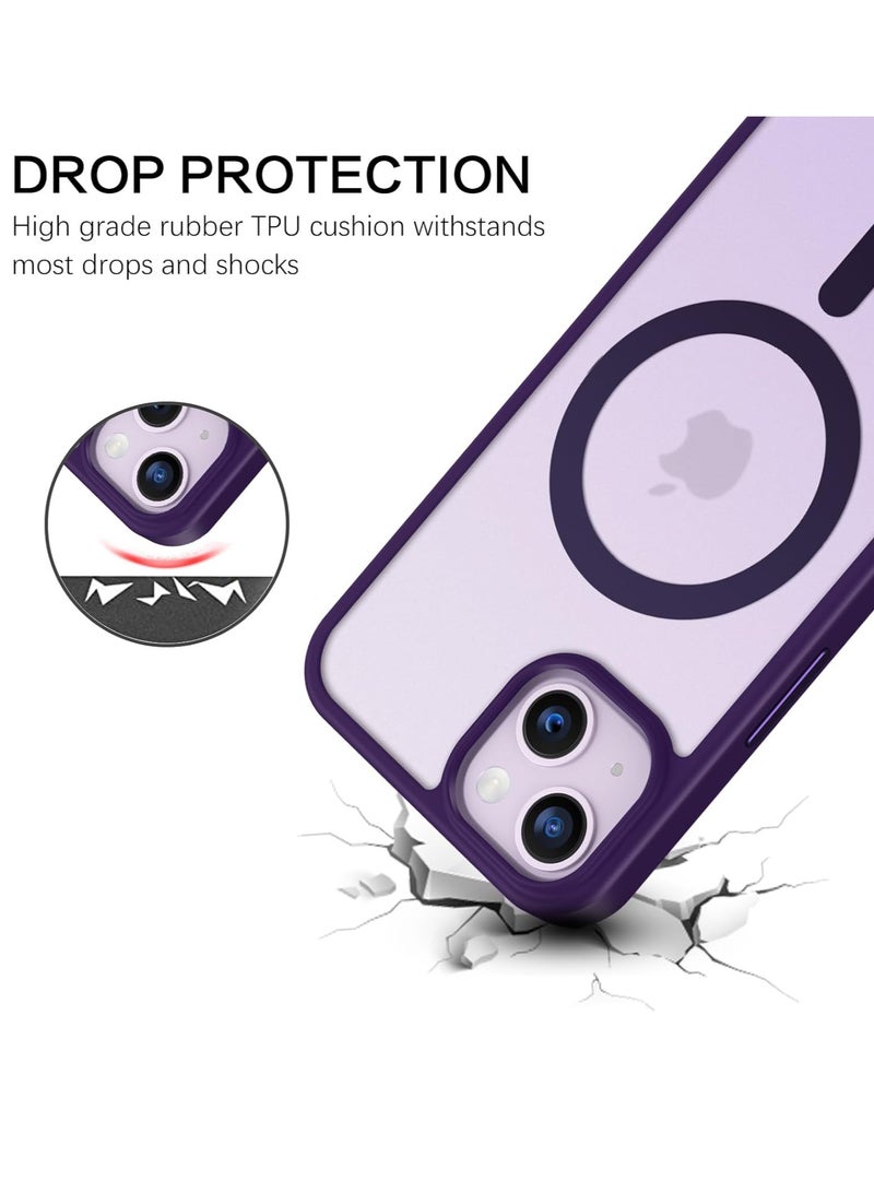 ten.tech Transparent magnetic protection case compatible with MagSafe for iPhone 14 English mobile phone, anti-shocks and scratches (Purple) Silicone back cover by Ten Tech - Image 3