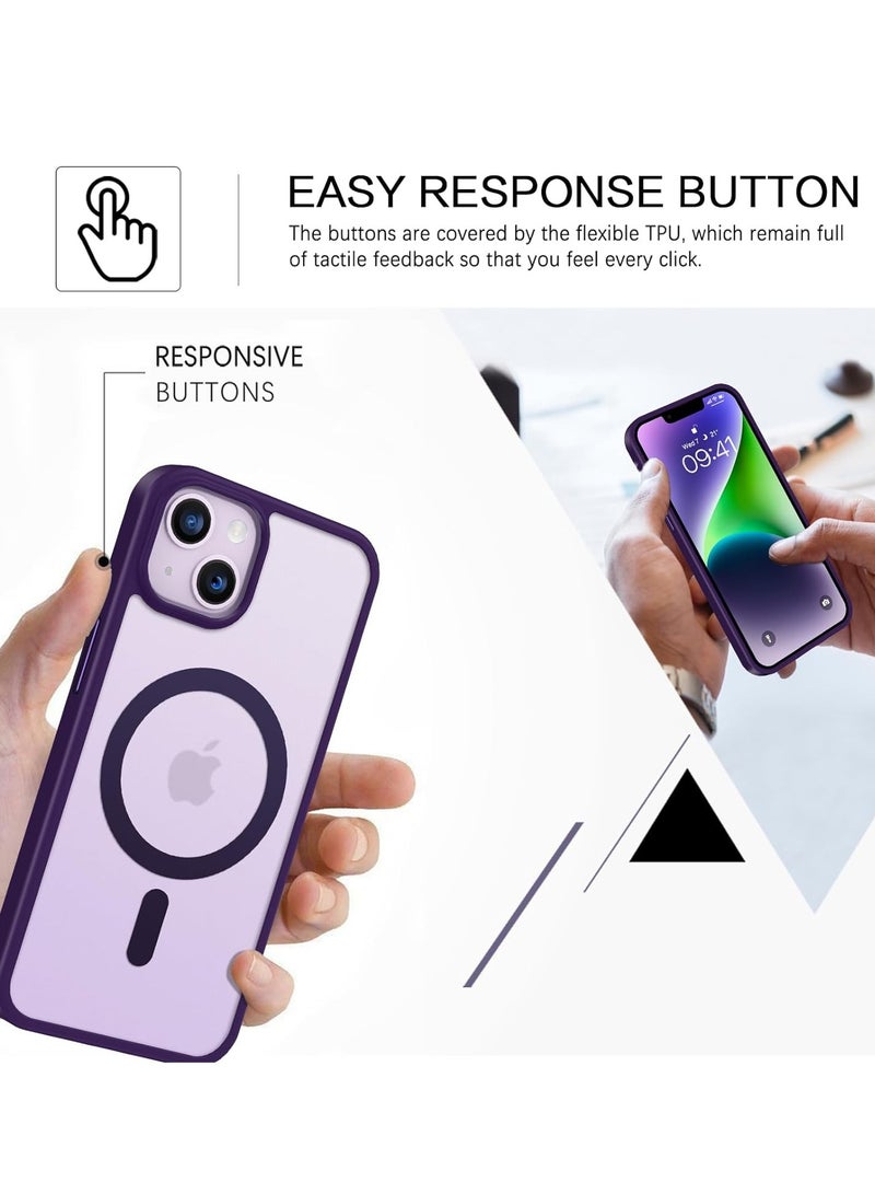 ten.tech Transparent magnetic protection case compatible with MagSafe for iPhone 14 English mobile phone, anti-shocks and scratches (Purple) Silicone back cover by Ten Tech - Image 4