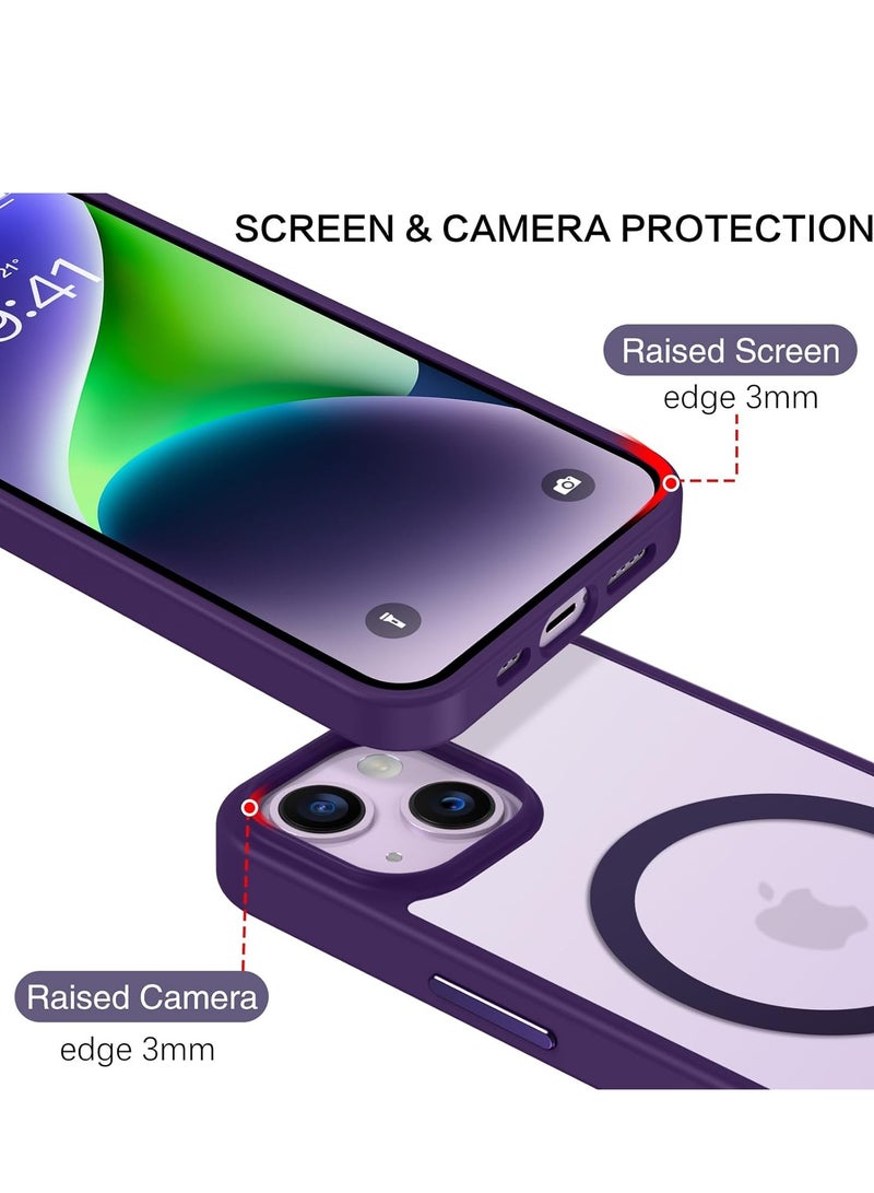 ten.tech Transparent magnetic protection case compatible with MagSafe for iPhone 14 English mobile phone, anti-shocks and scratches (Purple) Silicone back cover by Ten Tech - Image 5