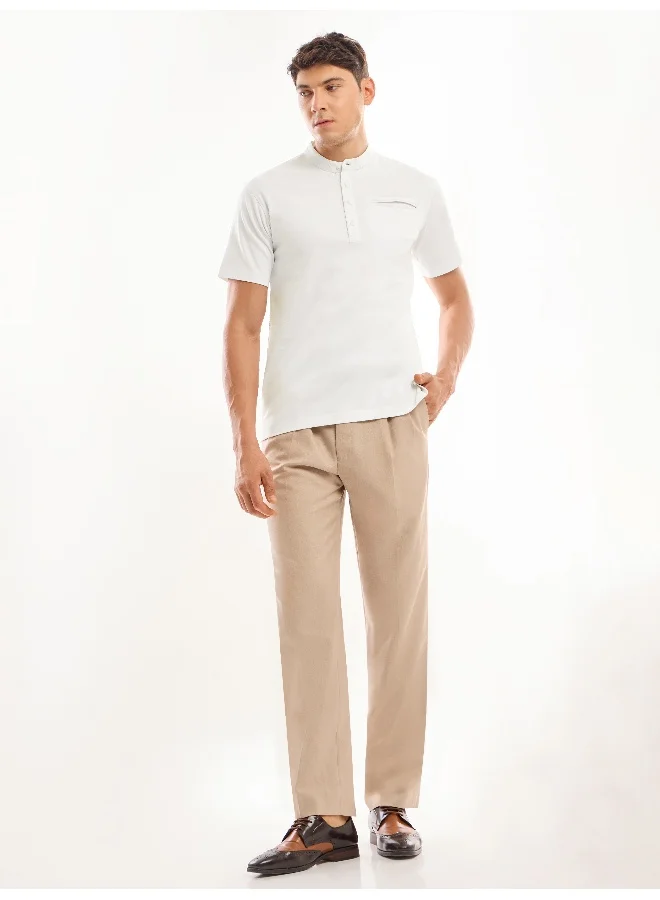 Beyoung White Solid Henley T-shirt
