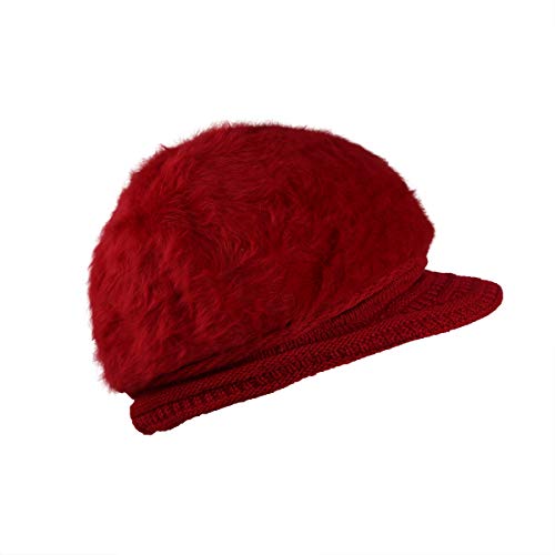iSWEVEN Fashionable Woolen Visor Beanie Cap for Women | Girls - Red (4056C, Free Size) - Image 3