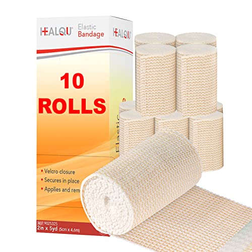 HEALQU Premium Elastic Bandage SelfClosure Compression Wrap for Legs Knees Ankles Wrists Elbows Shoulders 2 Inch by 5 Yards Box of 10 Rolls Athletic Stretchable Bandage Wrap - Image 2