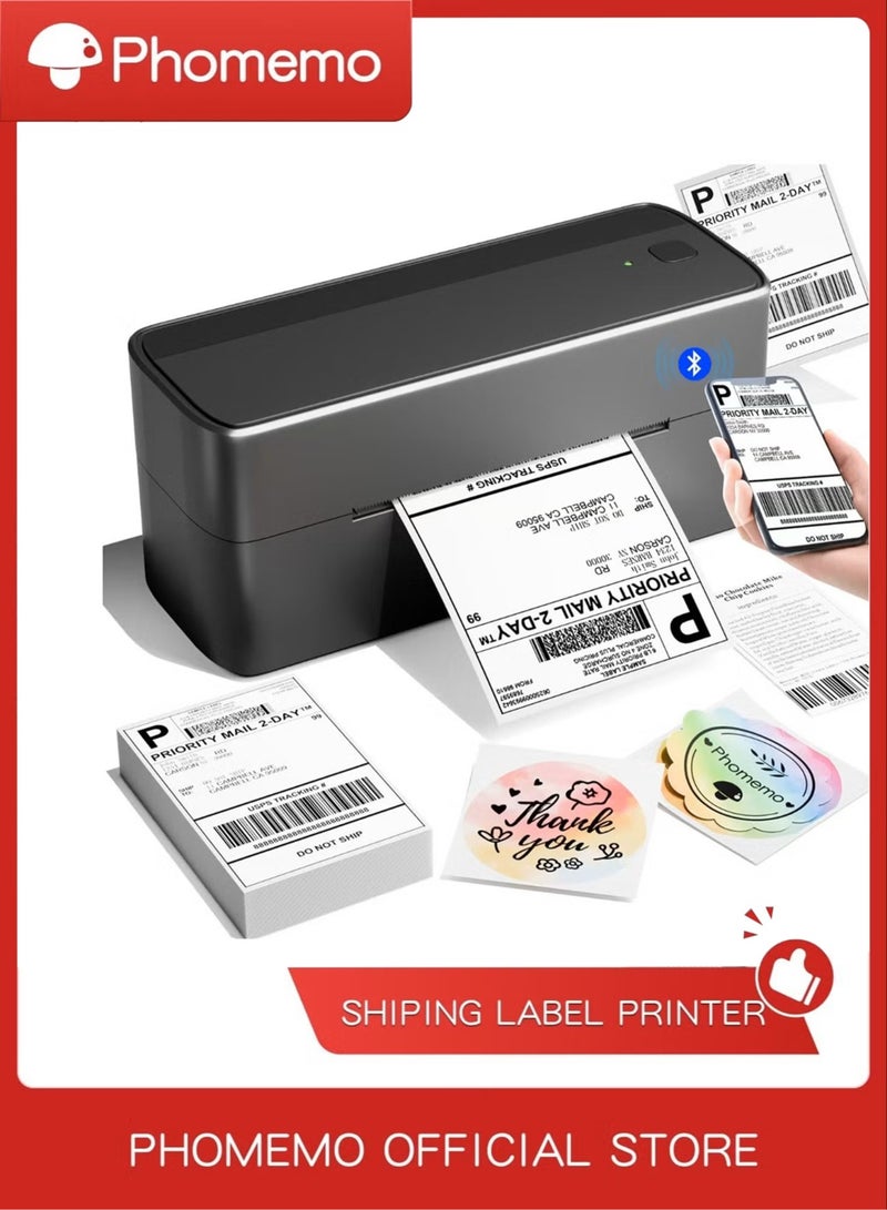 فوميمو طابعة ملصقات حرارية بلوتوث 241BT ، شحن لاسلكية للاعمال الصغيرة، لطرود الشحن، متوافقة مع ايفون واندرويد ويو بي اس بي، أحادي اللون (رمادي غامق) - Image 1