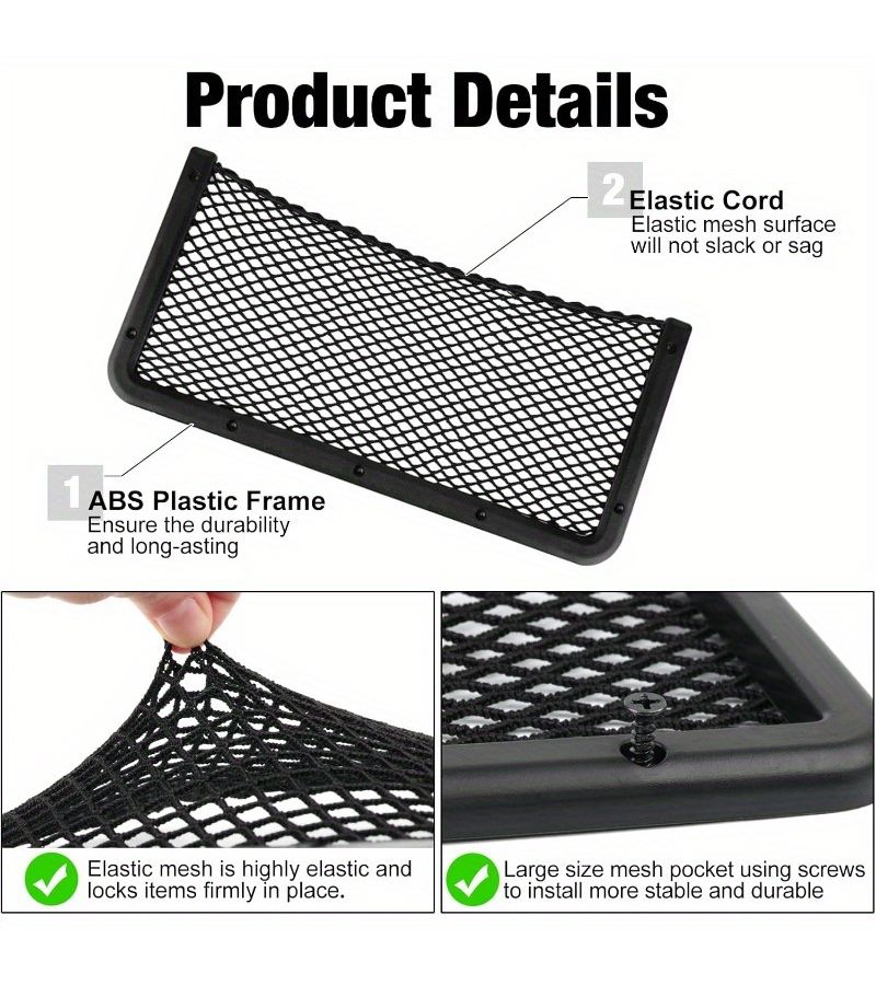 Set Of 2 Plastic Cargo Nets For Vehicle Phone Hold And Rv Boat Storage With Screws - Image 3