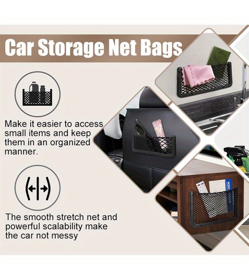 Set Of 2 Plastic Cargo Nets For Vehicle Phone Hold And Rv Boat Storage With Screws - Image 5