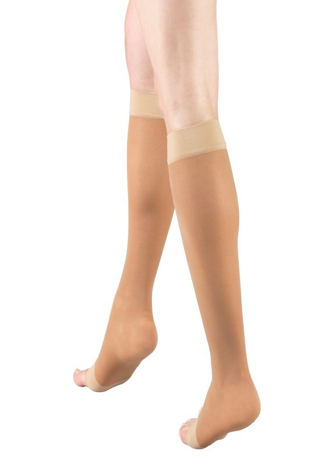 Truform Sheer Compression Stockings, 8-15 mmHg, Women's Open Toe, Knee High Length, 20 Denier, Beige, Medium - Image 5