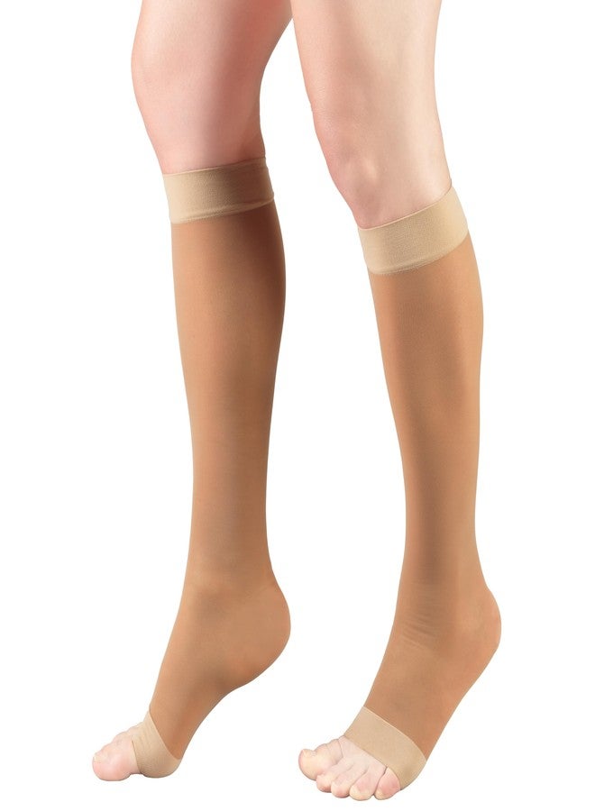 Truform Sheer Compression Stockings, 8-15 mmHg, Women's Open Toe, Knee High Length, 20 Denier, Beige, Medium - Image 2
