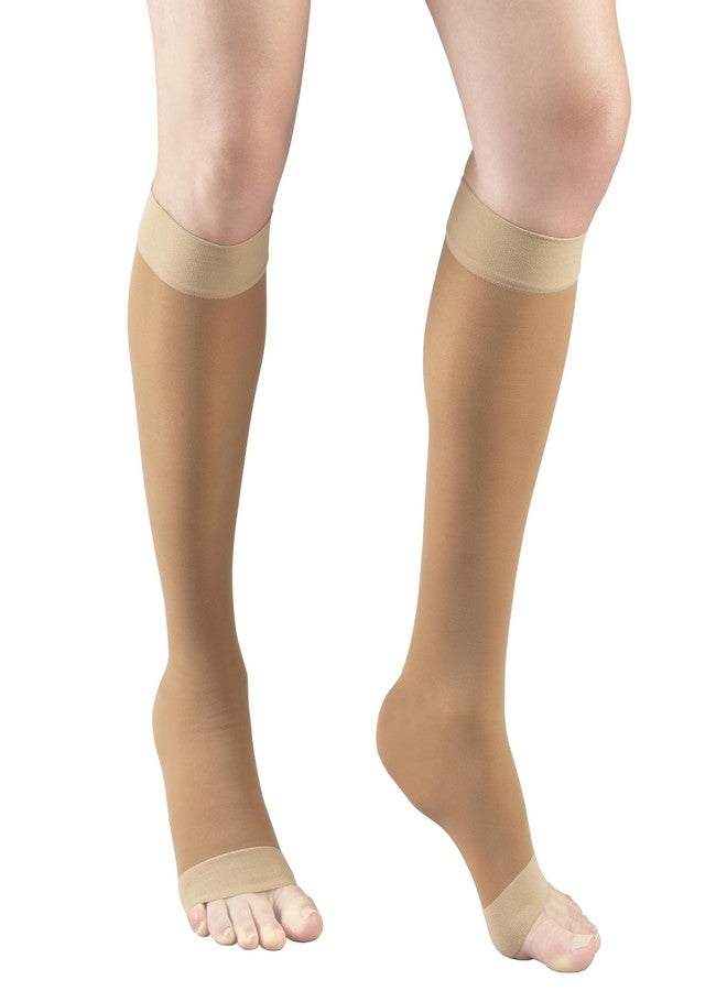 Truform Sheer Compression Stockings, 8-15 mmHg, Women's Open Toe, Knee High Length, 20 Denier, Beige, Medium - Image 4