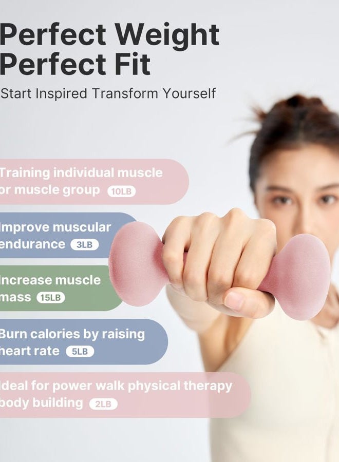 YOTTOY Dumbbell Set of 2,2-15 Pound Hand Weights for Women, Non-Slip Hand Weights for Home Gym, Strength Training, and Full-Body Workouts (Pink, 15LB-Pair) - Image 4