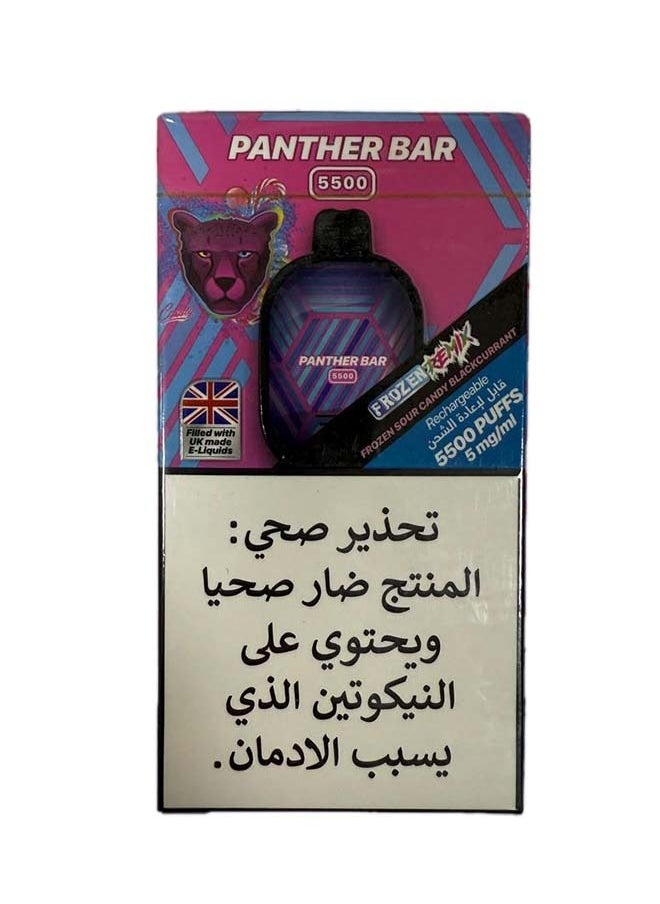 Panther 5,500 Puffs - Frozen Sour Candy Blackcurant 9.5 ML - 5 MG per ML - 550 MAH Battery (Rechargeable) 