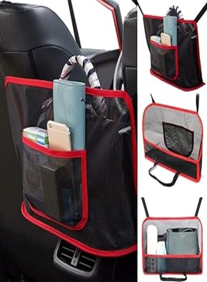 Car Net Pocket Handbag Holder, Car Net Pocket Handbag Holder Between Seats, Driver Storage Netting Pouch for Purses and Bags Front Seat, Handbag Holder Attaches to Headrest 