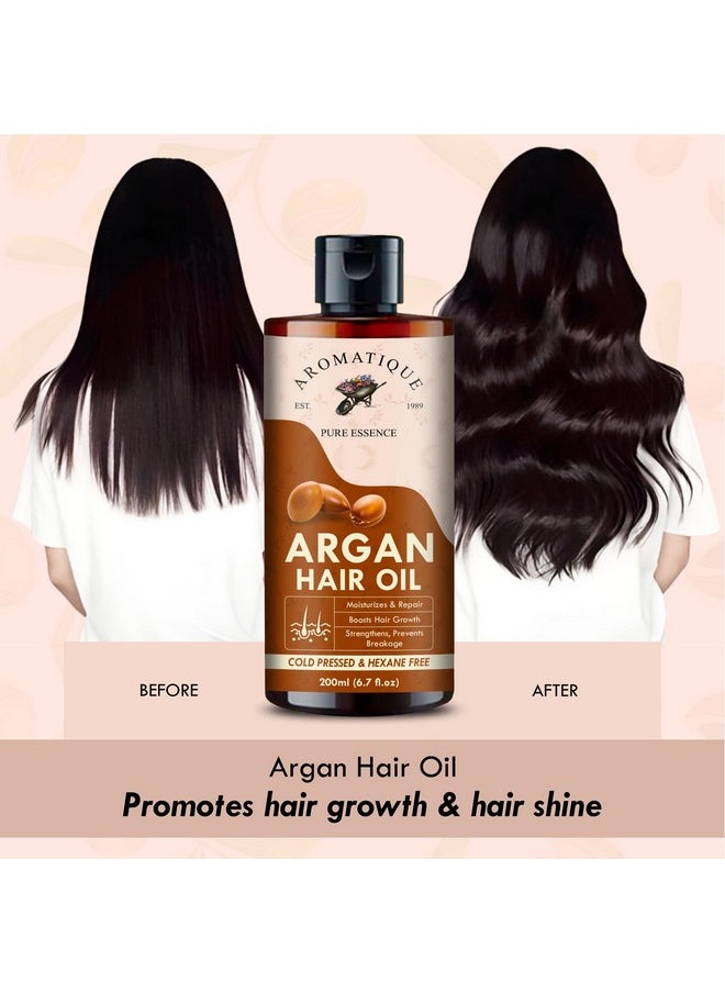 AROMATIQUE Argan Oil, Argan Oil For Hair Growth Strengthen Dull & Dry Hair, Helps Control Hair Fall & Promotes Hair Growth Multi Purpose Oil.Non Sticky Daily Use Hair Oil 200Ml  - Image 2