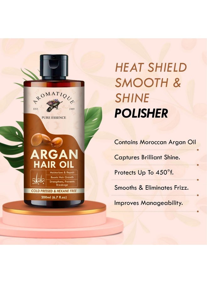 AROMATIQUE Argan Oil, Argan Oil For Hair Growth Strengthen Dull & Dry Hair, Helps Control Hair Fall & Promotes Hair Growth Multi Purpose Oil.Non Sticky Daily Use Hair Oil 200Ml  - Image 5