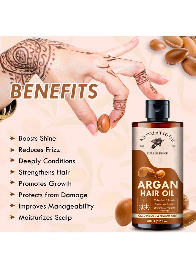AROMATIQUE Argan Oil, Argan Oil For Hair Growth Strengthen Dull & Dry Hair, Helps Control Hair Fall & Promotes Hair Growth Multi Purpose Oil.Non Sticky Daily Use Hair Oil 200Ml  - Image 4