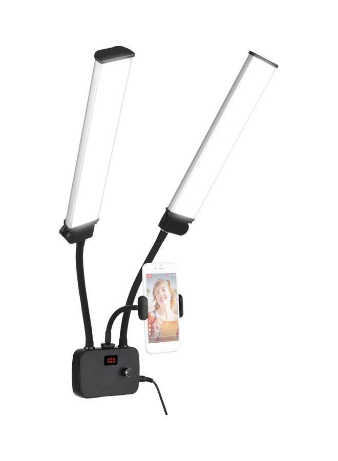Flexible Double Arm LED Fill Light with Phone Holder White/Black  - Image 1