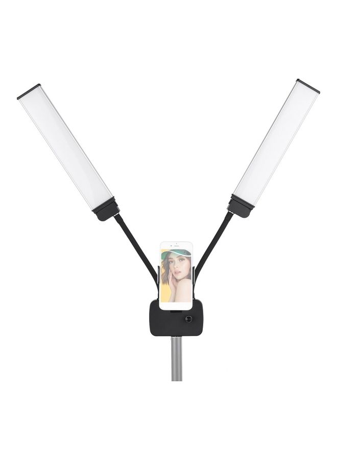 Flexible Double Arm LED Fill Light with Phone Holder White/Black  - Image 4