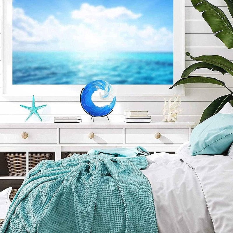 Zerodis Handcrafted Ocean Wave Glass Sculpture, 8 Inch Blue Blown Glass Art, Decorative Desk and Window Sill Accent (#1) - Image 5