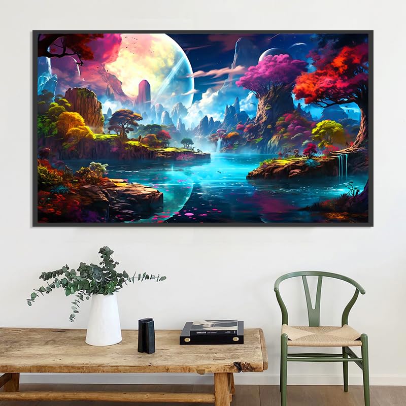 Meothan 5D Large Size Diamond Art Kits for Adults Big Diamond Painting Kits for Adults Beginners, DIY Extra Large Paint by Diamond Gem Art Dots Painting Kits for Walls Decor 27.6x16inch (Moon Landscape) - Image 4