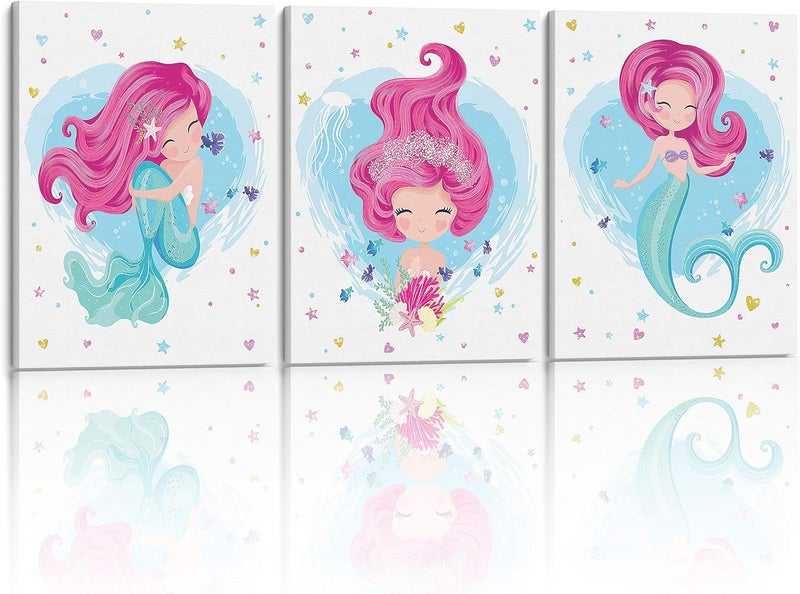 Something Unicorn Stretched/Framed, Ready to Hang Canvas Mermaid Wall Art for Girl's Bedroom - Image 1