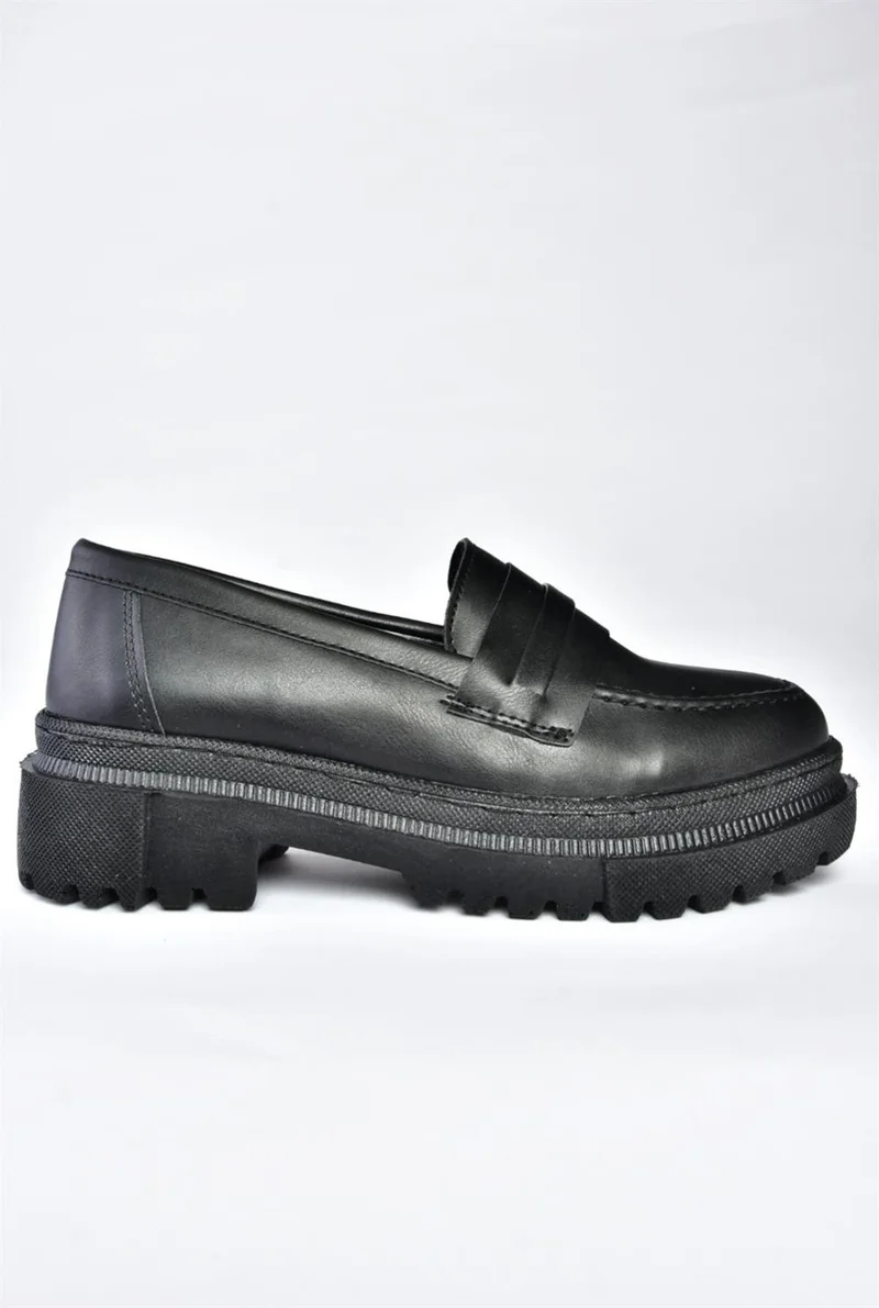 Fox Shoes P6520345009 Black Thick Soled Casual Women's Shoes
