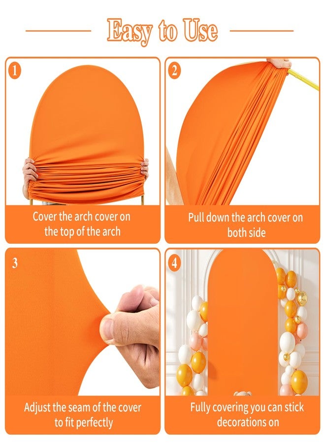 Shillance 7.2FT Orange Arch Backdrop Cover,Spandex Fitted Wedding Arch Stand Covers Round Top Chiara Arch Covers Stretchy Backdrop for Birthday Party Ceremony Banquet Decoration - Image 3
