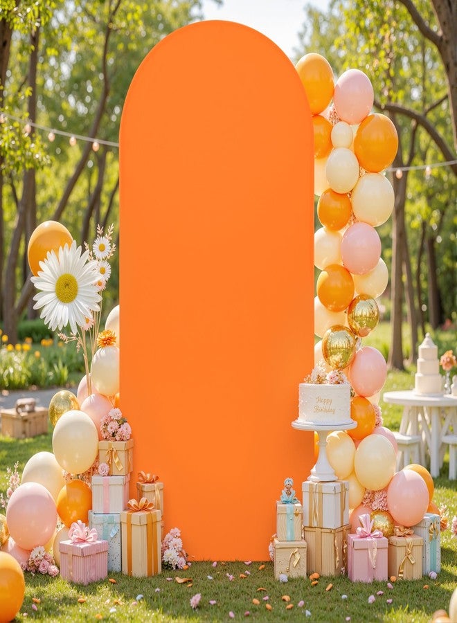 Shillance 7.2FT Orange Arch Backdrop Cover,Spandex Fitted Wedding Arch Stand Covers Round Top Chiara Arch Covers Stretchy Backdrop for Birthday Party Ceremony Banquet Decoration - Image 4