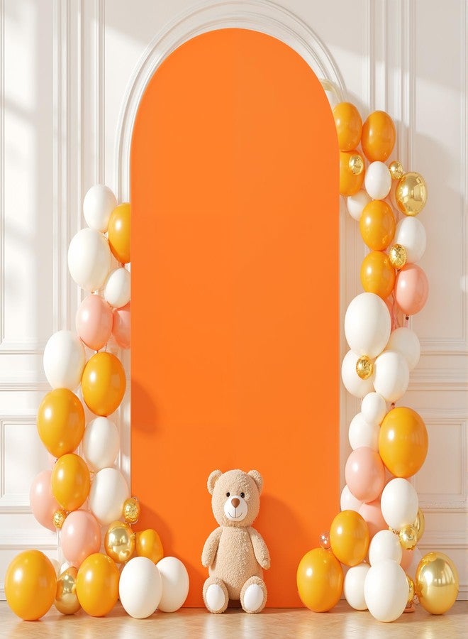 Shillance 7.2FT Orange Arch Backdrop Cover,Spandex Fitted Wedding Arch Stand Covers Round Top Chiara Arch Covers Stretchy Backdrop for Birthday Party Ceremony Banquet Decoration - Image 1