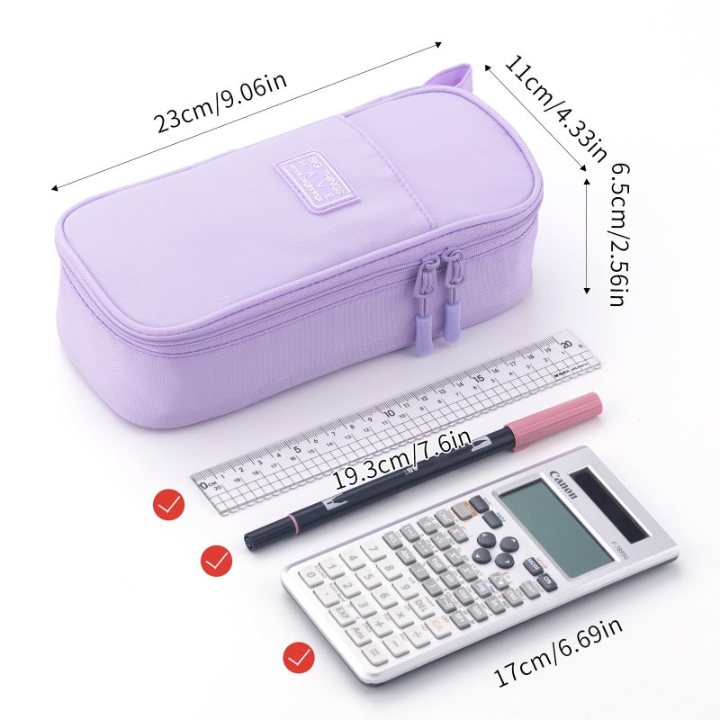 CICIMELON Durable Pen Pencil Case Big Storage Pen Pouch Bag for School Supplies Office College Teen Girls Adults, Purple - Image 5