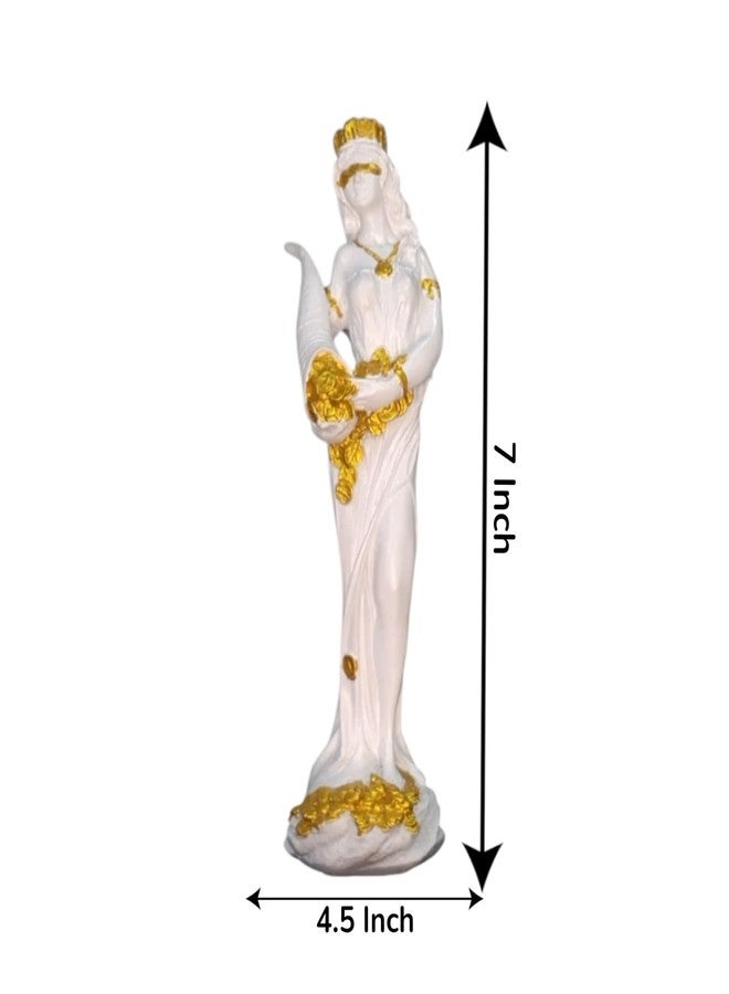 KariGhar Fortuna Roman Goddess of Fortune Goddess of Good Luck Fortune Statue (White)-7 inch - Image 2