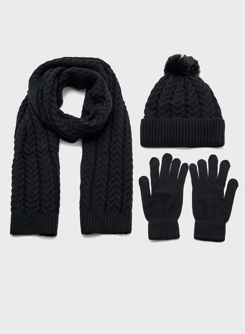 Ginger 3 Pack Winter Beanie, Scarf & Gloves Set - Image 1