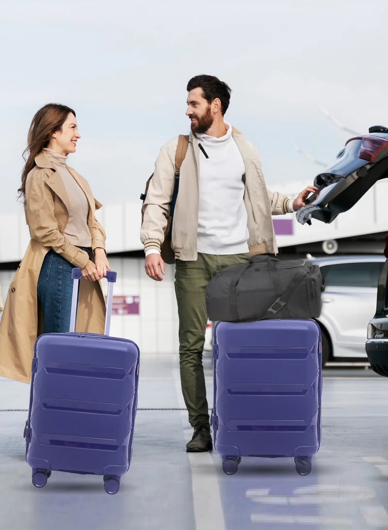 Reflection Reflection Platinum PP Suitcase, Durable, Lightweight Hardshell, Telescopic Handle,  Expandable Vertical Travel Luggage Trolley with 8 Quiet 360° Wheels and TSA Lock (3 Pcs Set -20",24" & 28"), Blue