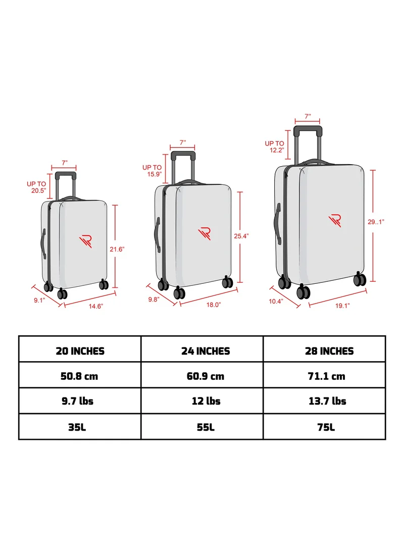 Reflection Reflection Platinum PP Suitcase, Durable, Lightweight Hardshell, Telescopic Handle,  Expandable Vertical Travel Luggage Trolley with 8 Quiet 360° Wheels and TSA Lock (3 Pcs Set -20",24" & 28"), Blue