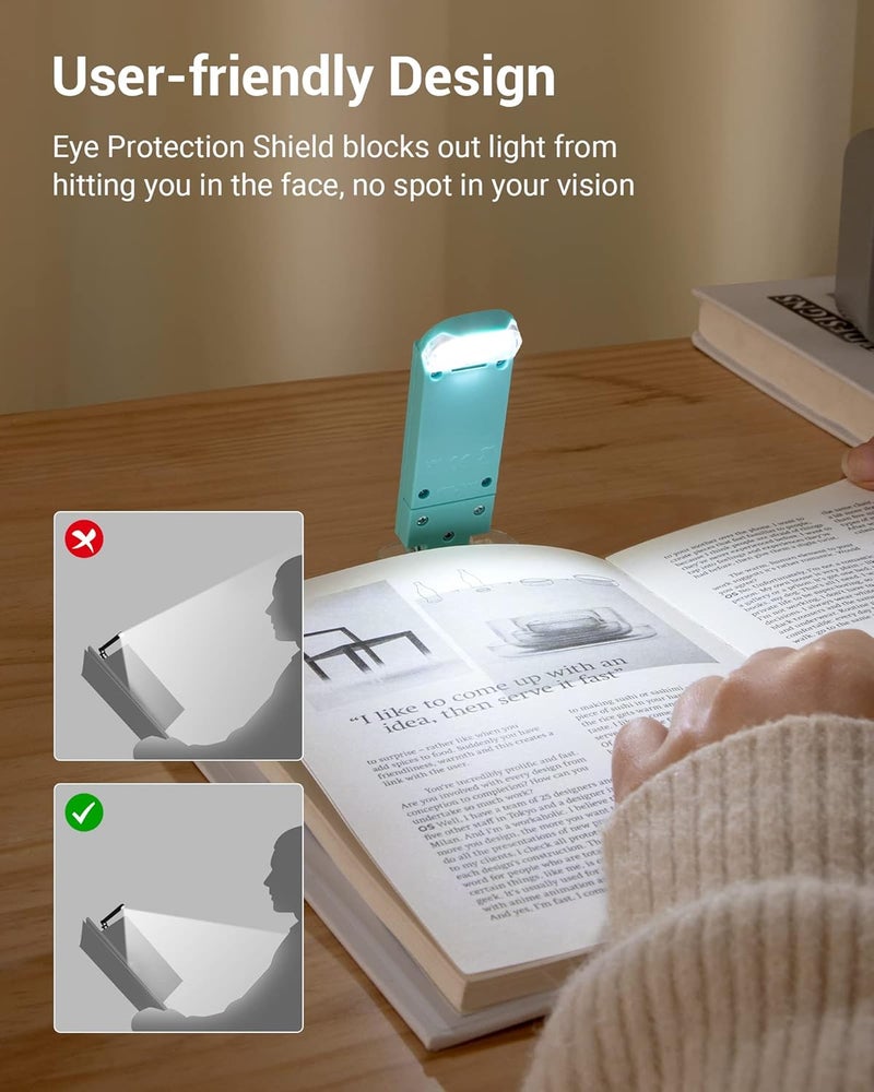 DEWENWILS USB Rechargeable Book Reading Light, Book Light Clip on for Reading in Bed, LED Eye Care Book Lamp for Kids, Bookworms, 2 Brightness Levels (Blue) - Image 5