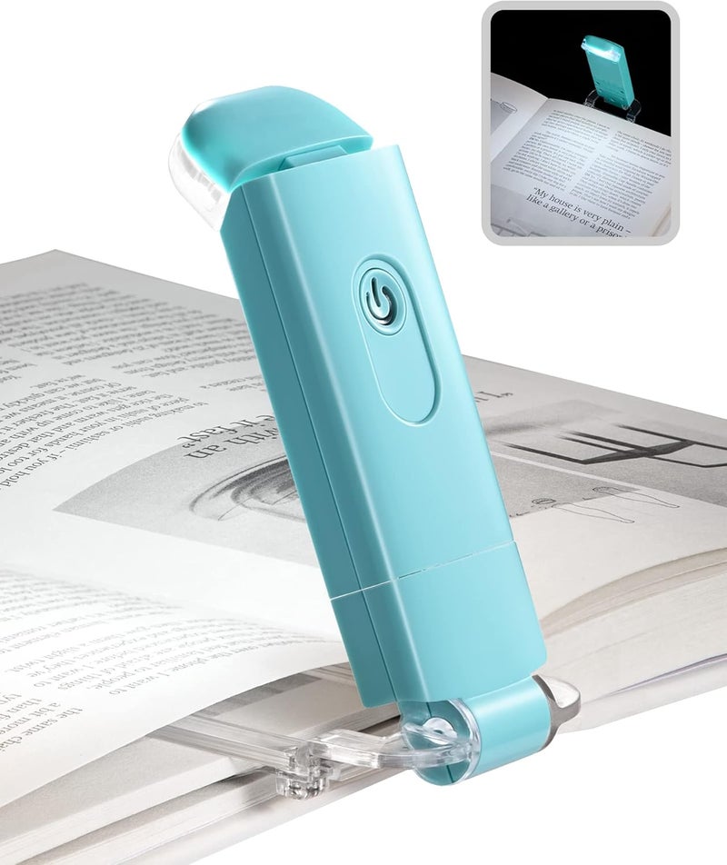 DEWENWILS USB Rechargeable Book Reading Light, Book Light Clip on for Reading in Bed, LED Eye Care Book Lamp for Kids, Bookworms, 2 Brightness Levels (Blue) - Image 1