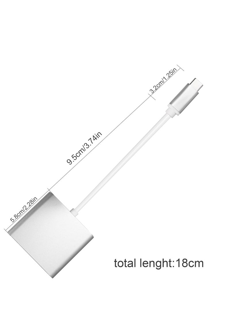 ماركة غير محددة 3 in 1 HDMI to USB C Multiport Adapter Type C to AV Cable VGA Adapters Digital Display Port 4K TV Splitter Screen Splitter by Nalacal Silver  - Image 2