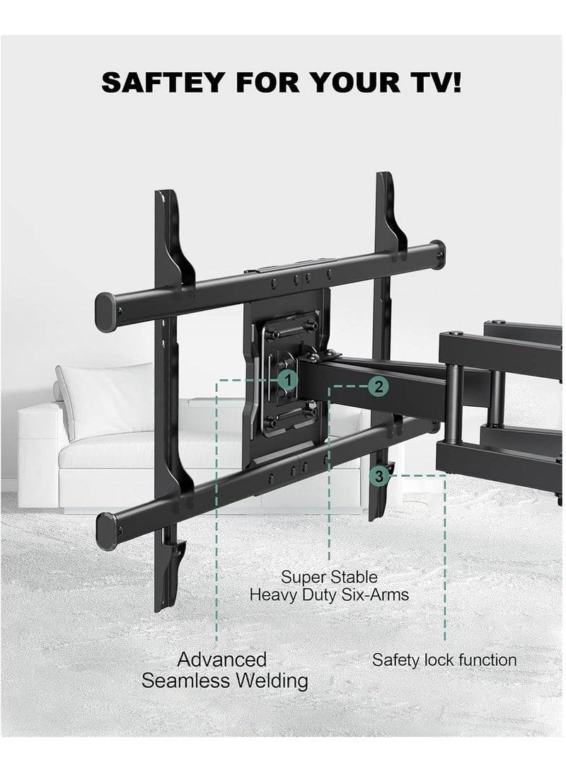 Gravity Full Motion TV Wall Mount, Articulating Swivel Extension Arm, Fits 37-75" TVs Up to 132lbs, Max VESA 600x400mm, Heavy Duty TV Mount for Home & Office (EBLF7) - Image 3